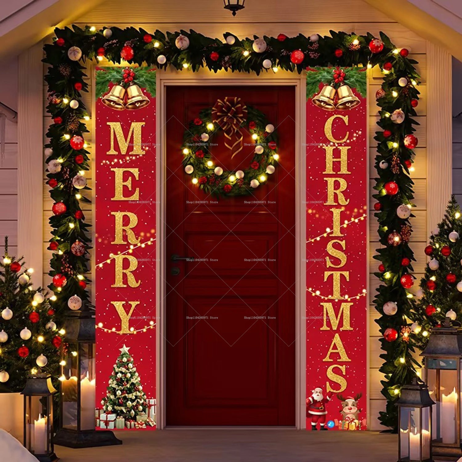 Christmas Door Decoration 2025 Merry Christmas Banner Decor for Home Hanging Xmas Ornament Navidad Happy New Year Gift 2026