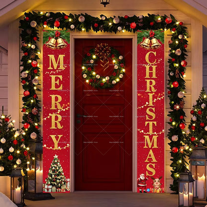 Christmas Door Decoration 2025 Merry Christmas Banner Decor for Home Hanging Xmas Ornament Navidad Happy New Year Gift 2026