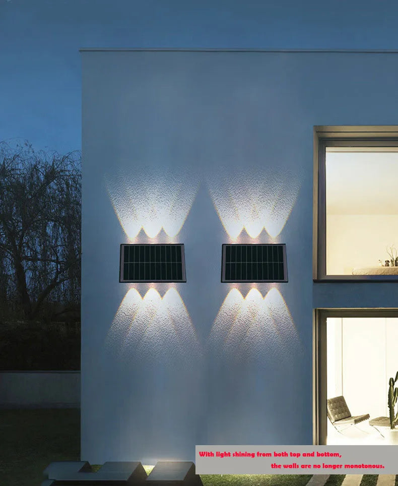Outdoor Waterproof Wall Light Decorative Wall Lamp LED Solar Wall Lamp Up and Down Illuminate Home Garden Yard Decotration G6