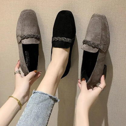 Ladies Shoes Black with Crystals Women Footwear Loafers Diamond Rhinestone Rock Korean Trends 2024 New Daily Routine Light Cheap