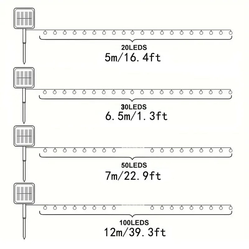 20/50/100 LED Solar Lights String Fairy Crystal Ball Lamp Waterproof Solar Patio Light 8 Mode Christmas Decor For Outdoor Garden
