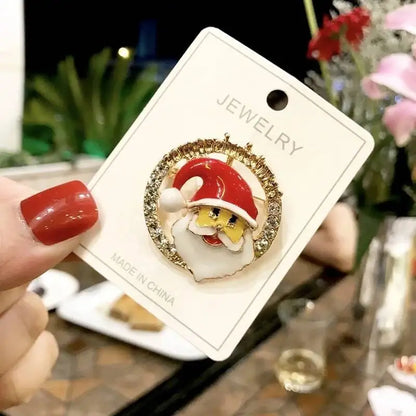 2025 Christmas Gifts Luxury Crystal Brooch Of Santa Series Design Oil Dripping Alloy Badge Accessories