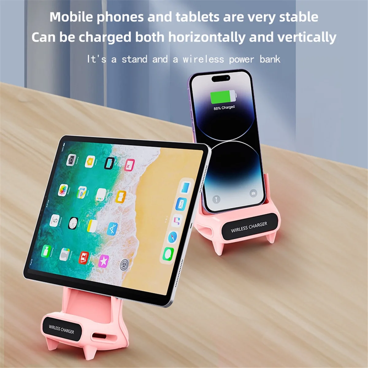 15W Fast Wireless Charger Stand Pad Desktop For PHONE Holder Bracket Charging Station Dock Mount For Mobile White-AB01