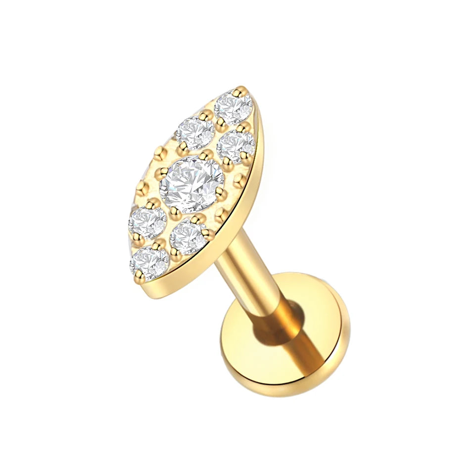 1PC Titanium Zircon Stud Earring Women Exquisite Ear Stud Cartilage Tragus Daith Helix Labret Piercing Body Jewelry