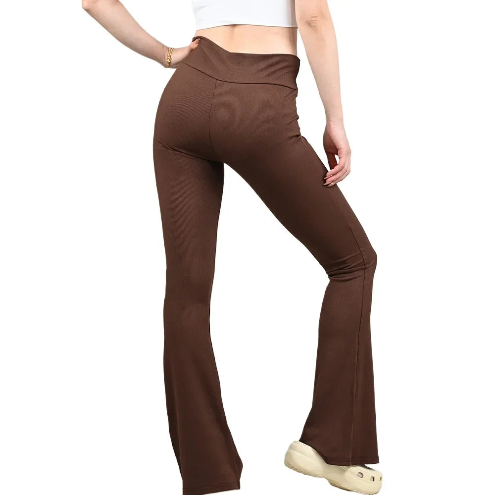 New Women Flared Pants Office Lady Casual Slim Fit Bell Bottoms Trousers Female Skinny Wide Leg Pant Fashion Leggings Plus Size