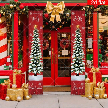 Christmas Door Decoration 2025 Merry Christmas Banner Decor for Home Hanging Xmas Ornament Navidad Happy New Year Gift 2026