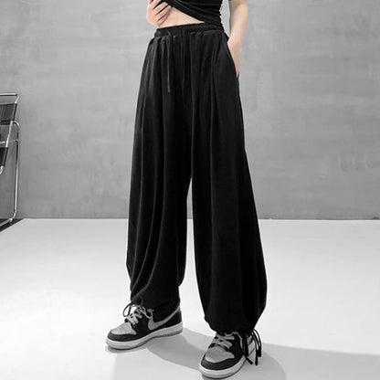 FOTVOTEE Casual Drawstring Sweatpants Women Fashion Loose High-waisted Slimming Harem Pants 2025 New All Match Simple Joggers