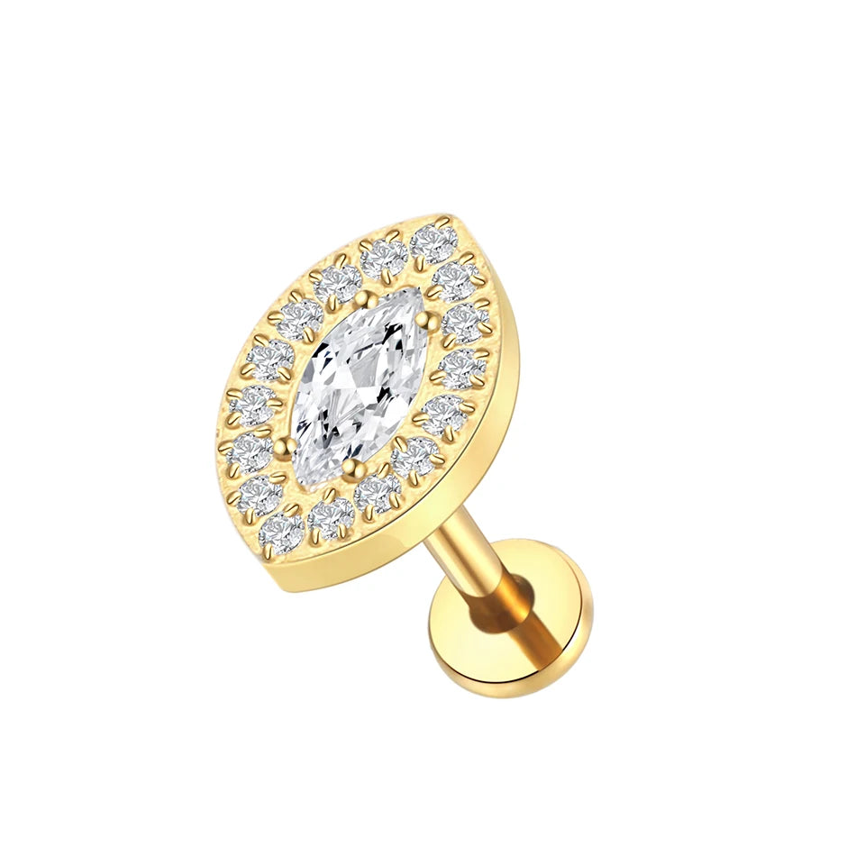 1PC Titanium Zircon Stud Earring Women Exquisite Ear Stud Cartilage Tragus Daith Helix Labret Piercing Body Jewelry