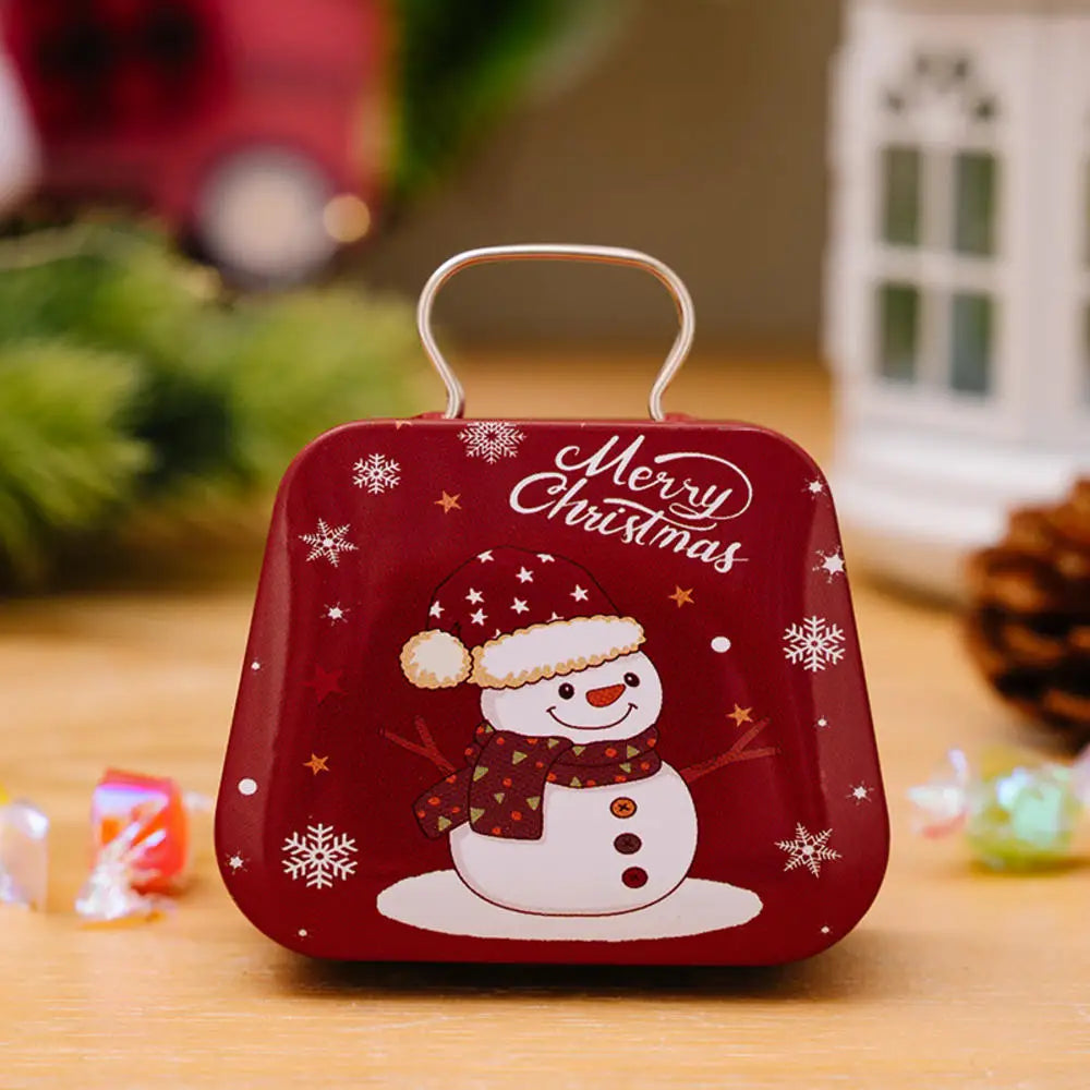 Christmas Decoration 2024  Metal Box Handbag Shape Tin Jar Jewelry Storage Case Kids Gift Can Storage Boxes Xms Party Decors