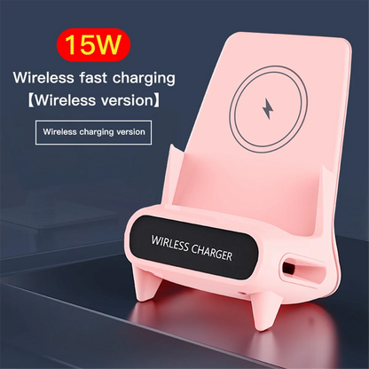 15W Fast Wireless Charger Stand Pad Desktop For PHONE Holder Bracket Charging Station Dock Mount For Mobile White-AB01