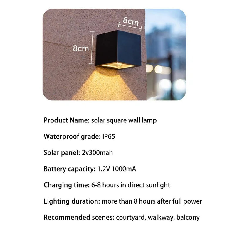 LED Solar Light Outdoor Garden Square Wall Lamp Outdoor Courtyard Garden Fence Lighting Wall Decoration Lamp