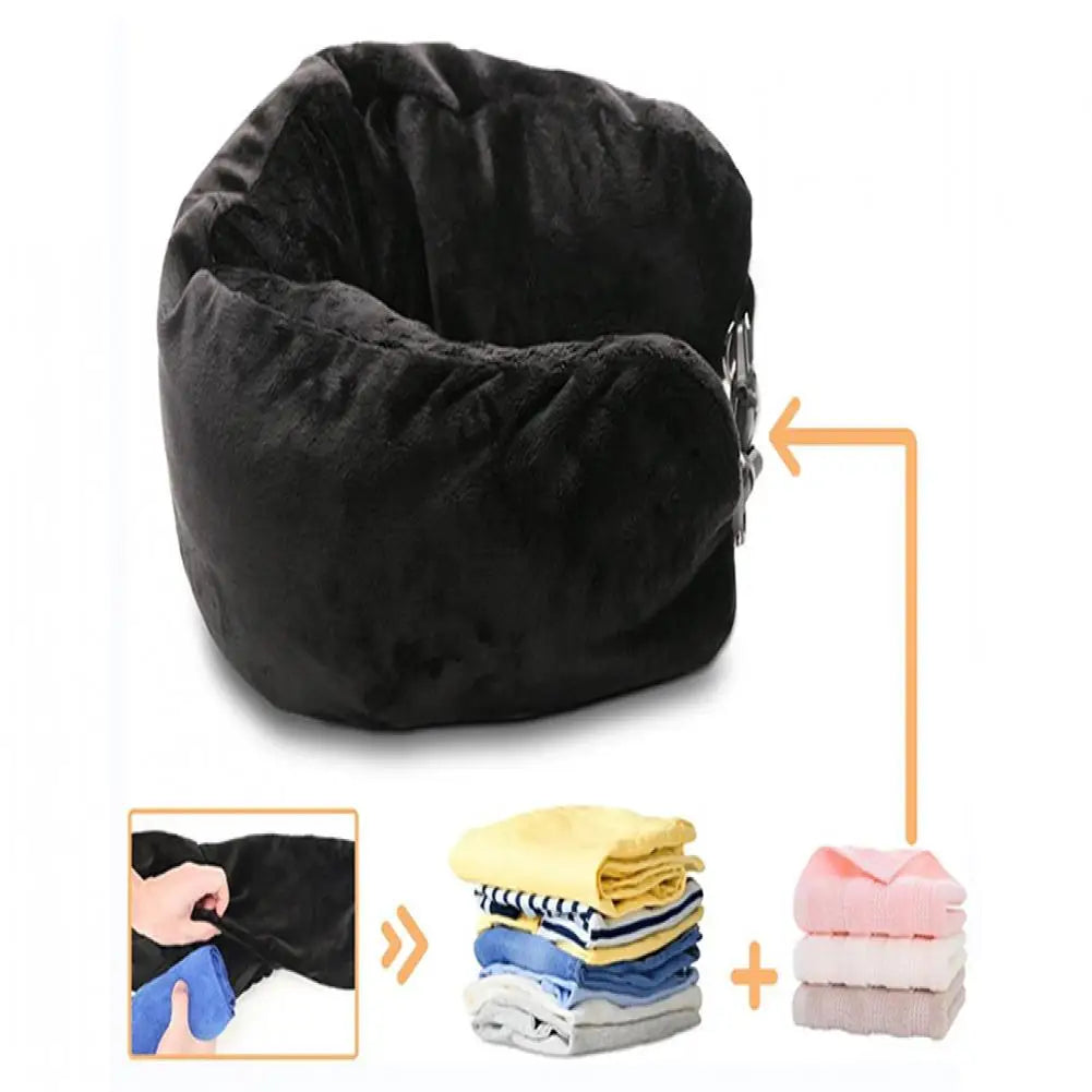 Travel Neck Pillow Self-filling Travel Pillow Portable Stuffable Neck Pillow for Travel with Refillable Support Cushion for Car