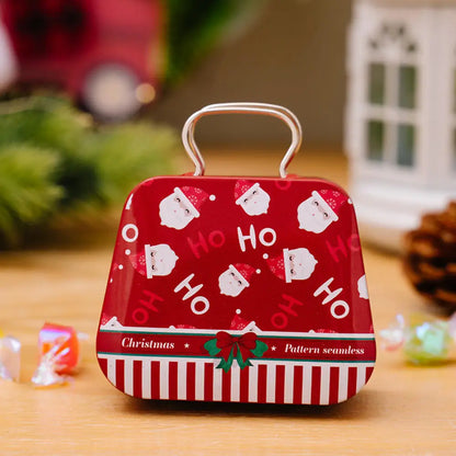 Christmas Decoration 2024  Metal Box Handbag Shape Tin Jar Jewelry Storage Case Kids Gift Can Storage Boxes Xms Party Decors