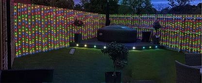 Outdoor Solar Curtain Light 3x3M 300Leds Holiday Decorations Garland 8 Modes Halloween Christmas Party Decor String Lights
