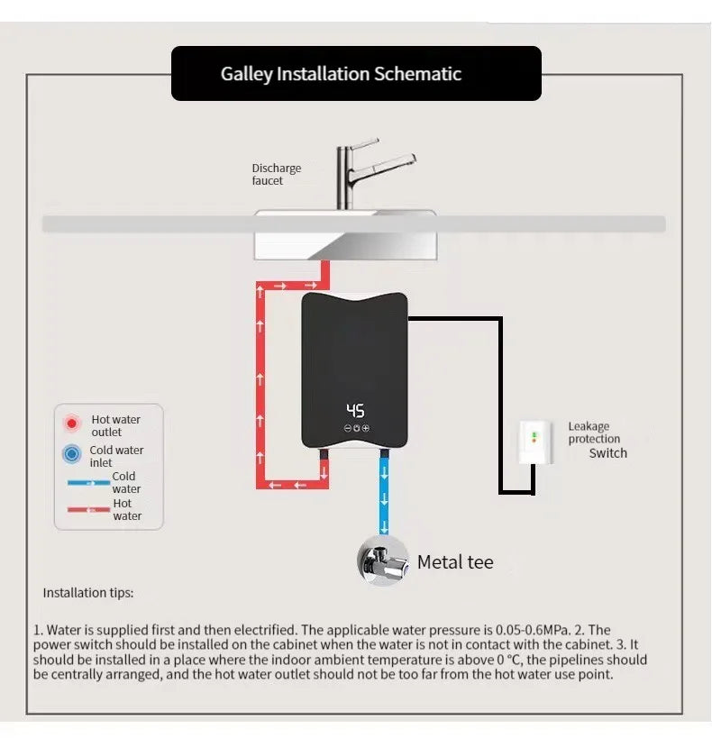 5500W Instant Tankless Electric Hot Water Heater Bathroom Kitchen Instant Heating Tap Demand Water Heater with LCD Display
