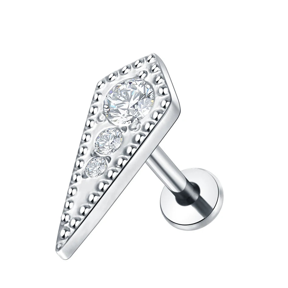 1PC Titanium Zircon Stud Earring Women Exquisite Ear Stud Cartilage Tragus Daith Helix Labret Piercing Body Jewelry