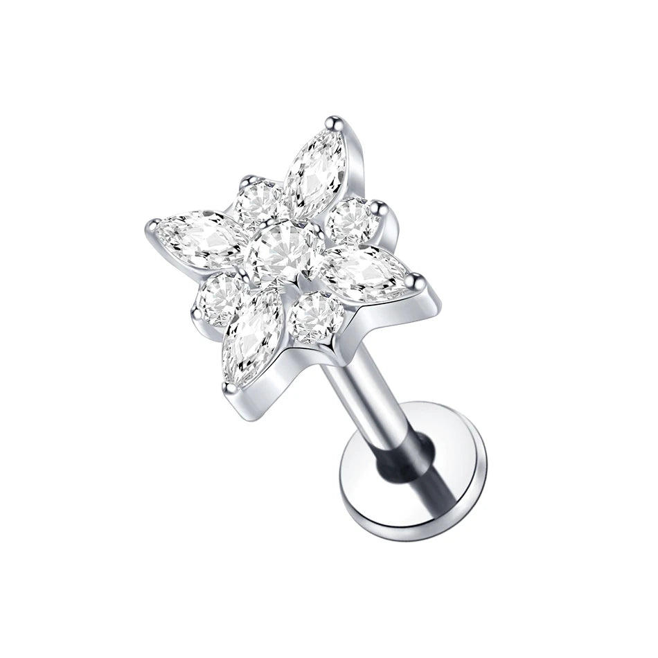 1PC Titanium Zircon Stud Earring Women Exquisite Ear Stud Cartilage Tragus Daith Helix Labret Piercing Body Jewelry