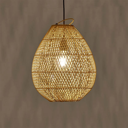 Rattan Pendant Lights Retro Hand-woven Hanging Basket chinese lantern for Dining Room Lights Bedroom Loft kitchen island lights