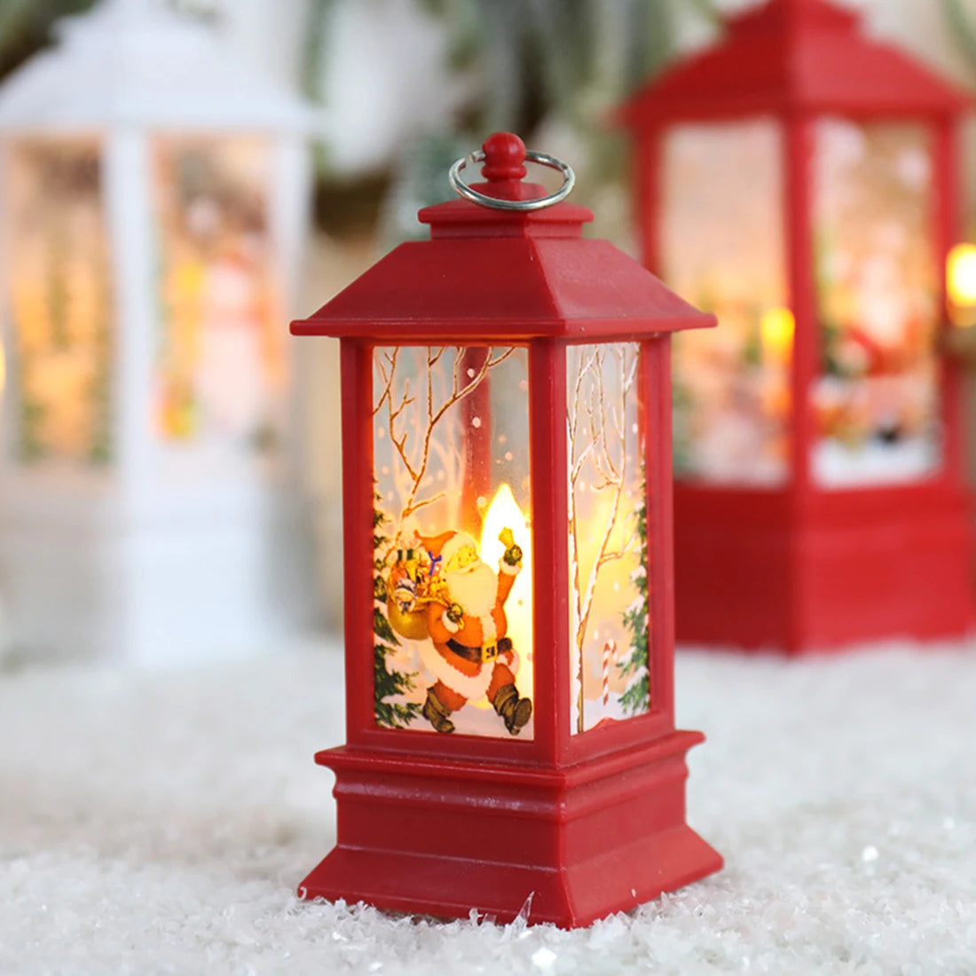 Christmas Santa Lantern Snowman Elk Night Light Holiday Party Wind Lamp Desktop Ornament Merry Xmas Home Decoration Supplies