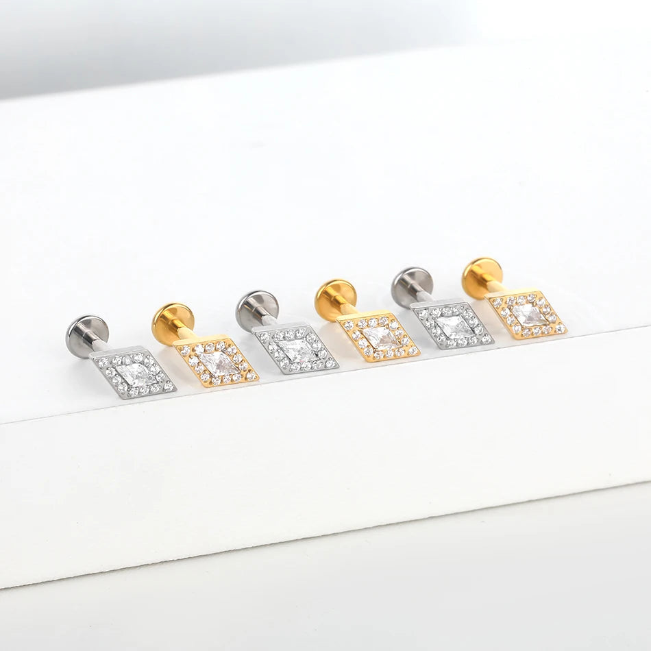 1PC Titanium Zircon Stud Earring Women Exquisite Ear Stud Cartilage Tragus Daith Helix Labret Piercing Body Jewelry