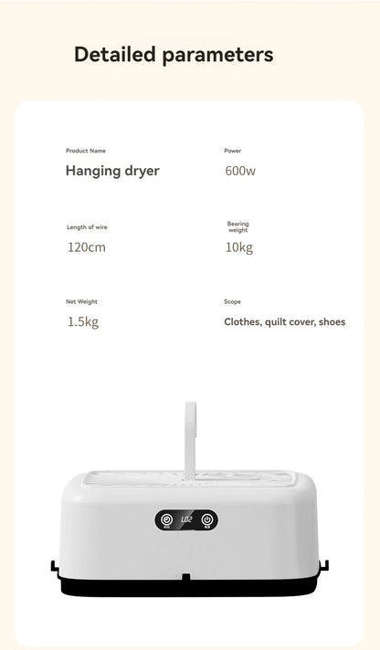 New Mini Portable Dryer Foldable Electric Dryer Intelligent Timed Fast Drying Household Cabinet with Drying Bag Compact Travel
