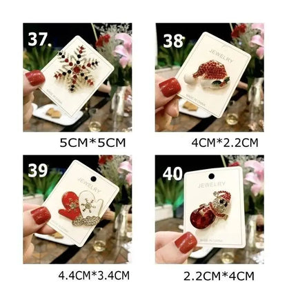 2025 Christmas Gifts Luxury Crystal Brooch Of Santa Series Design Oil Dripping Alloy Badge Accessories