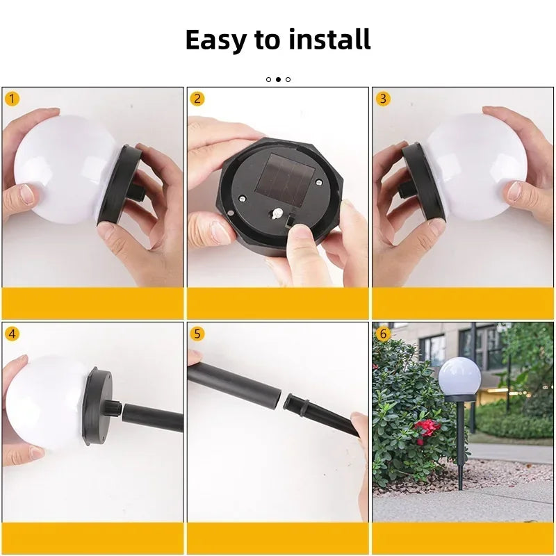 Solar Round Ball Light LED Solar Power Light Outdoor Waterproof Garden Decoration Yard Lawn Street Ball Ground Lamp