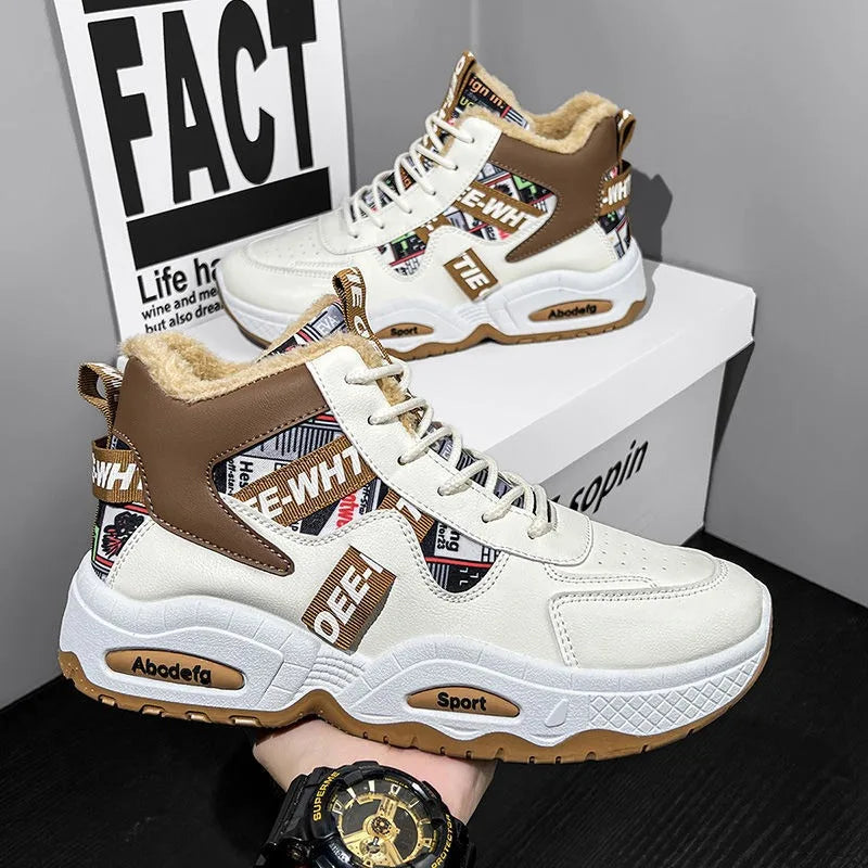 Sneakers for Men Trend Casual Shoes Men Autumn Winter Skateboard Shoes High Top Man Cotton Shoes Designer 2024 Luxury Mens Boots