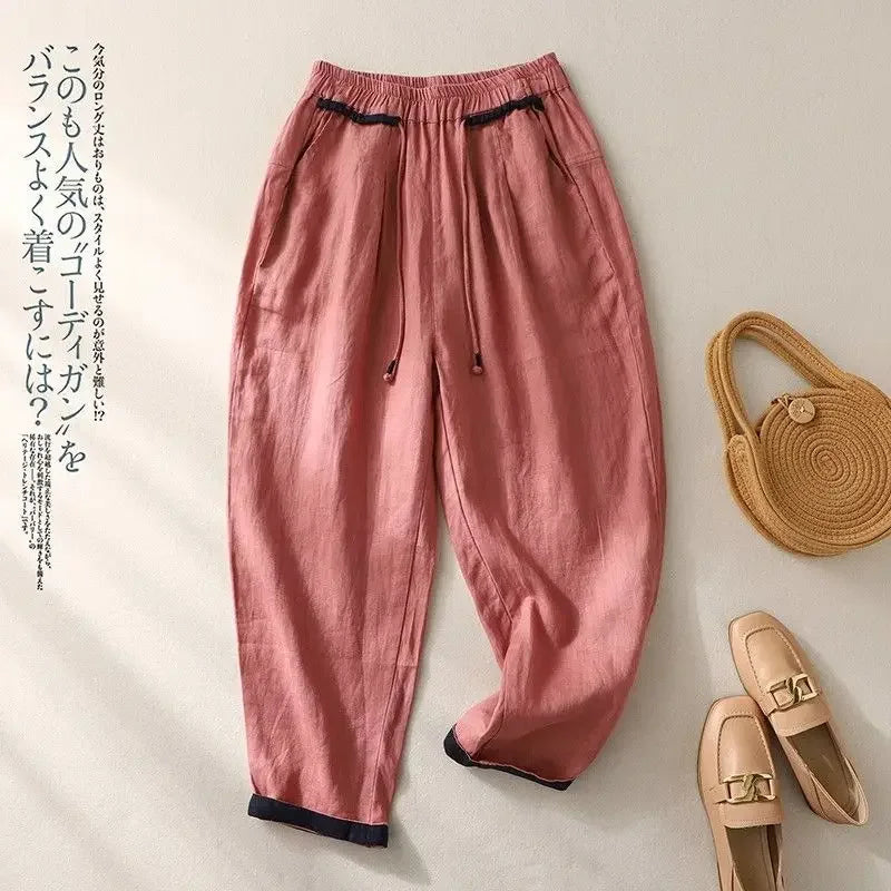 Loose Harem Pants Casual Versatile Fashion Cotton Linen Women&
