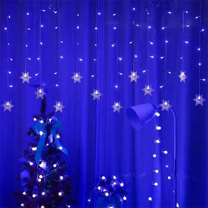Christmas Decor Snowflake Window Curtain Garlands Led Icicle Fairy Lights  Outdoor Garland for Home Party Garden New Year Decor