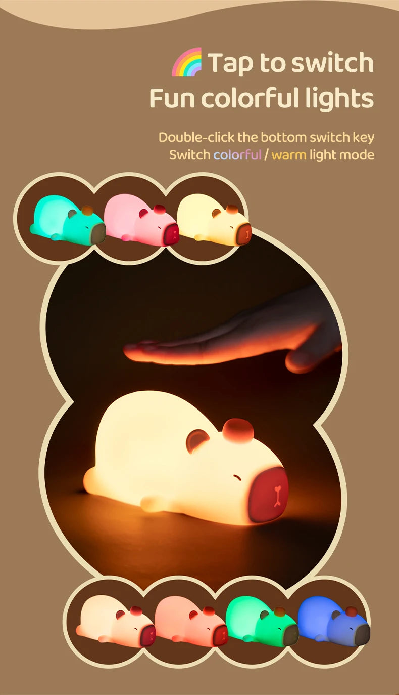 Cute Silicone Capybara Night Light Children&