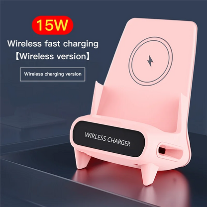 15W Fast Wireless Charger Stand Pad Desktop For PHONE Holder Bracket Charging Station Dock Mount For Mobile White-AB01
