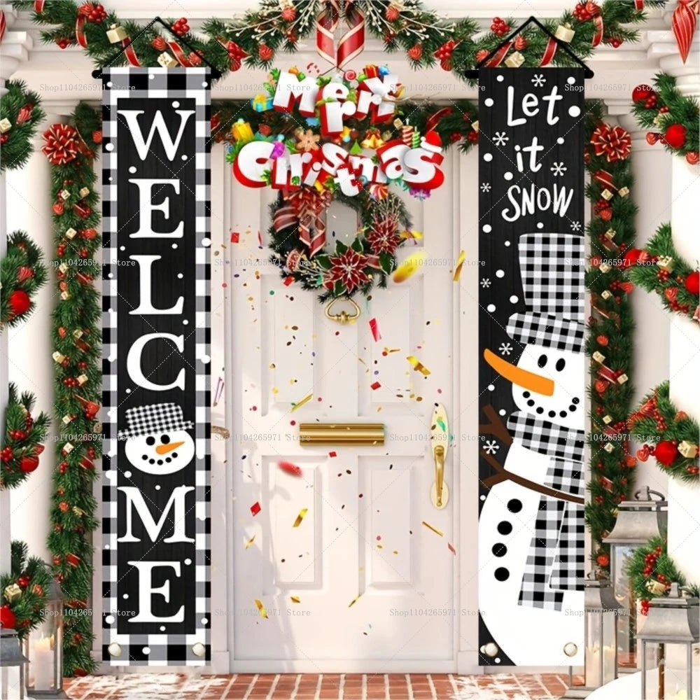 Christmas Door Decoration 2025 Merry Christmas Banner Decor for Home Hanging Xmas Ornament Navidad Happy New Year Gift 2026