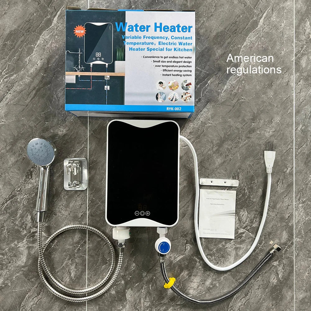 5500W Instant Tankless Electric Hot Water Heater Bathroom Kitchen Instant Heating Tap Demand Water Heater with LCD Display