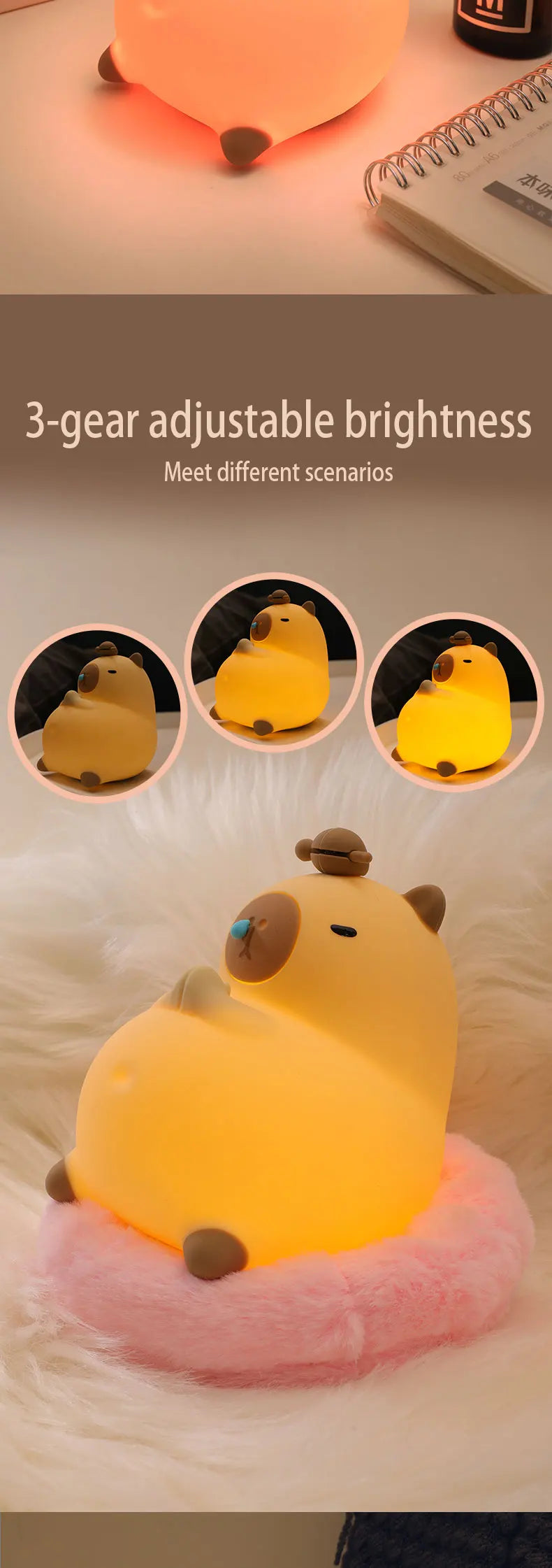 Cute Silicone Capybara Night Light Children&