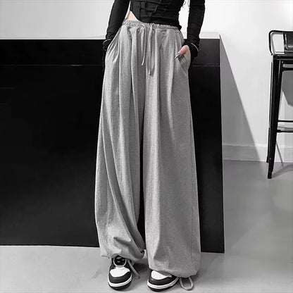 FOTVOTEE Casual Drawstring Sweatpants Women Fashion Loose High-waisted Slimming Harem Pants 2025 New All Match Simple Joggers