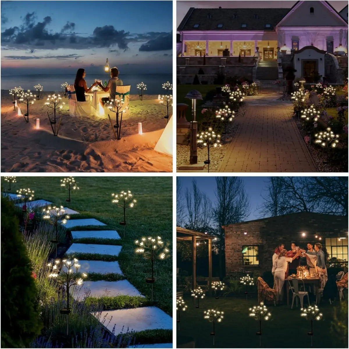 1/2PCS LED Cherry Blossom Solar Powered LED Tree Branch Lights Outdoor Waterproof 2 Lighting Modes Fairy Atmosphere Night Lights