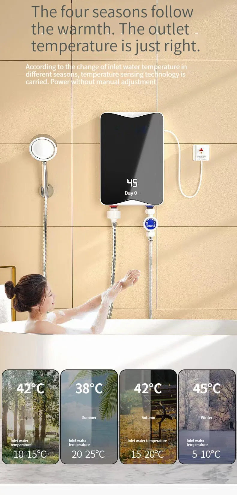 5500W Instant Tankless Electric Hot Water Heater Bathroom Kitchen Instant Heating Tap Demand Water Heater with LCD Display