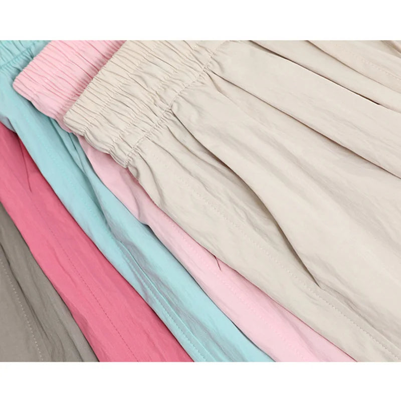 Summer Women Shorts Casual Solid Two Pockets Elastic Waist Shorts high Waist Loose Shorts For Girls Soft Female Beach Shorts