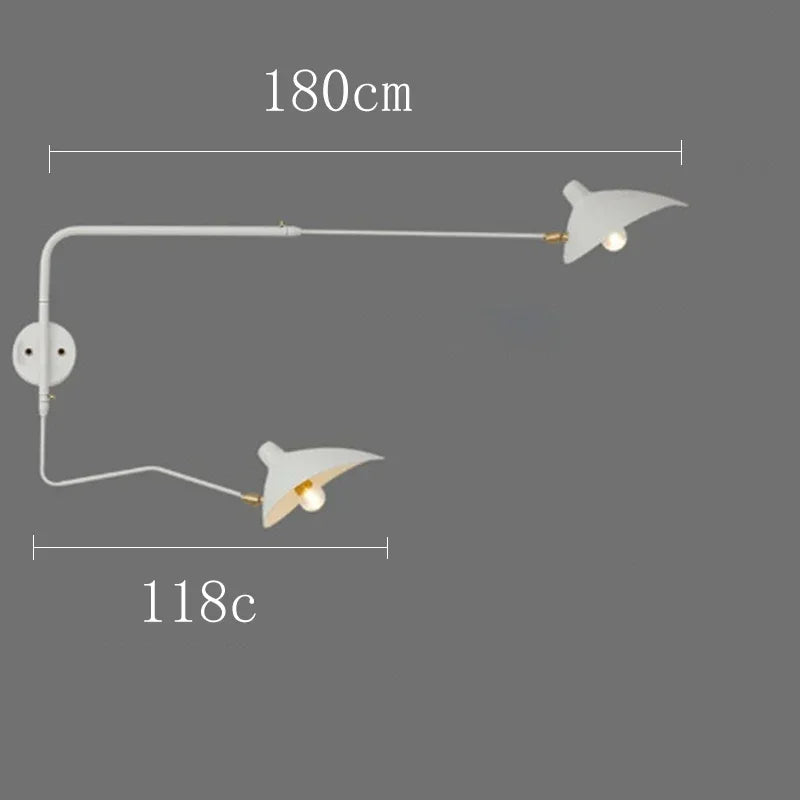 French Design Wall Sconce Lamp Long Arm Led Light with Angle Adjustable for Living Room Bedroom