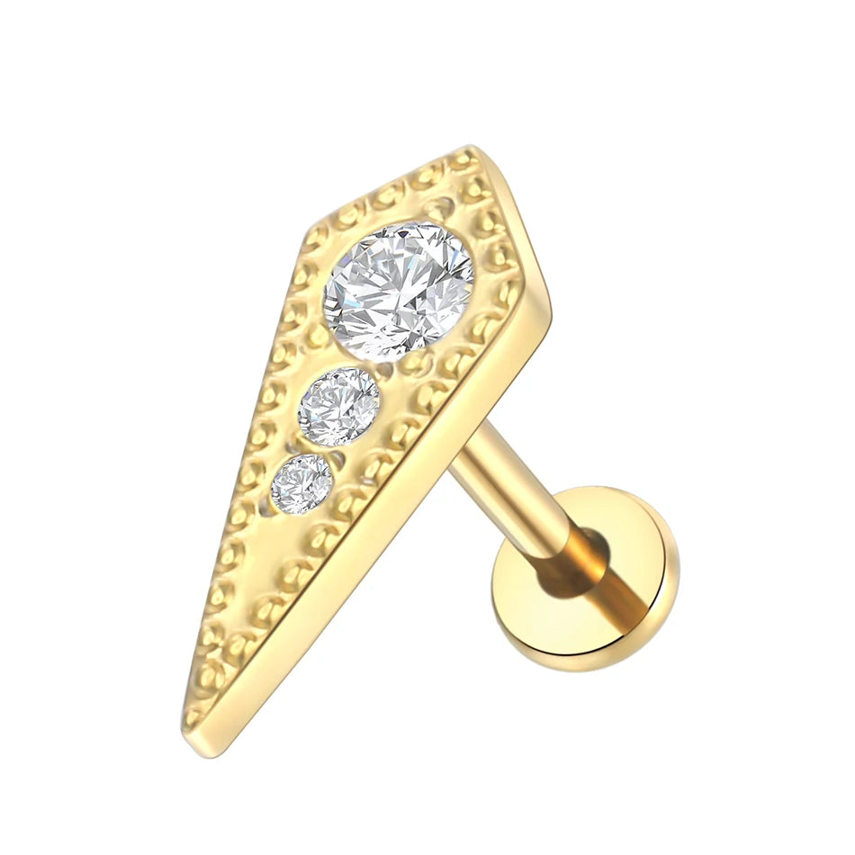 1PC Titanium Zircon Stud Earring Women Exquisite Ear Stud Cartilage Tragus Daith Helix Labret Piercing Body Jewelry