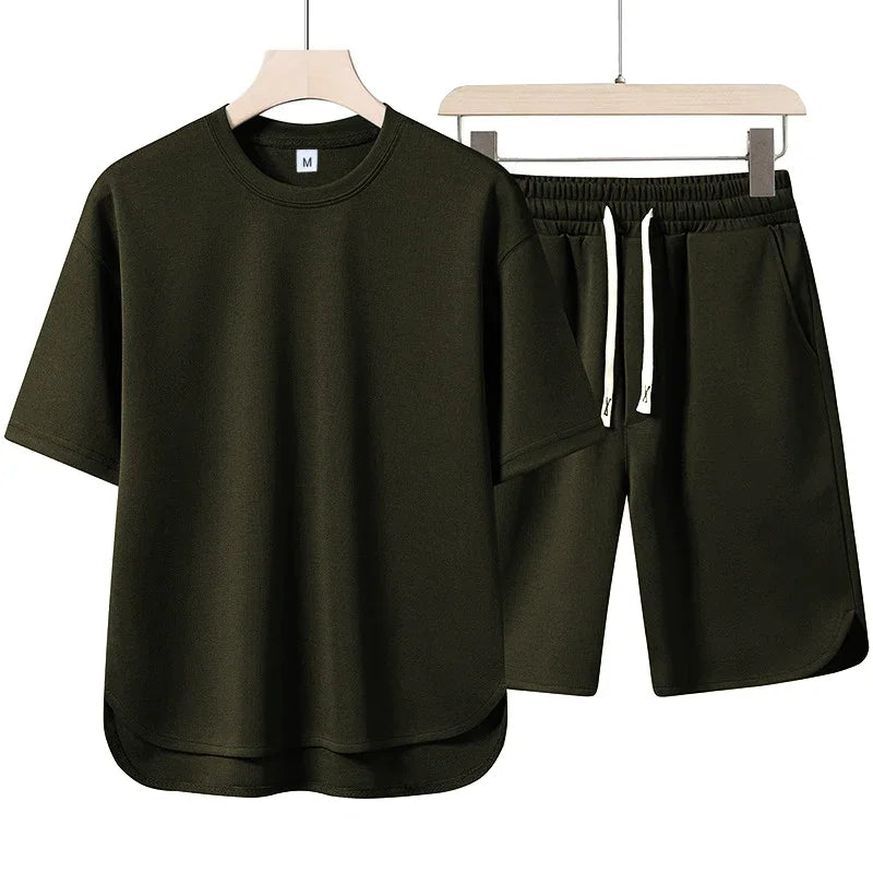 Short Sleeve High-Neck Top &amp; Shorts