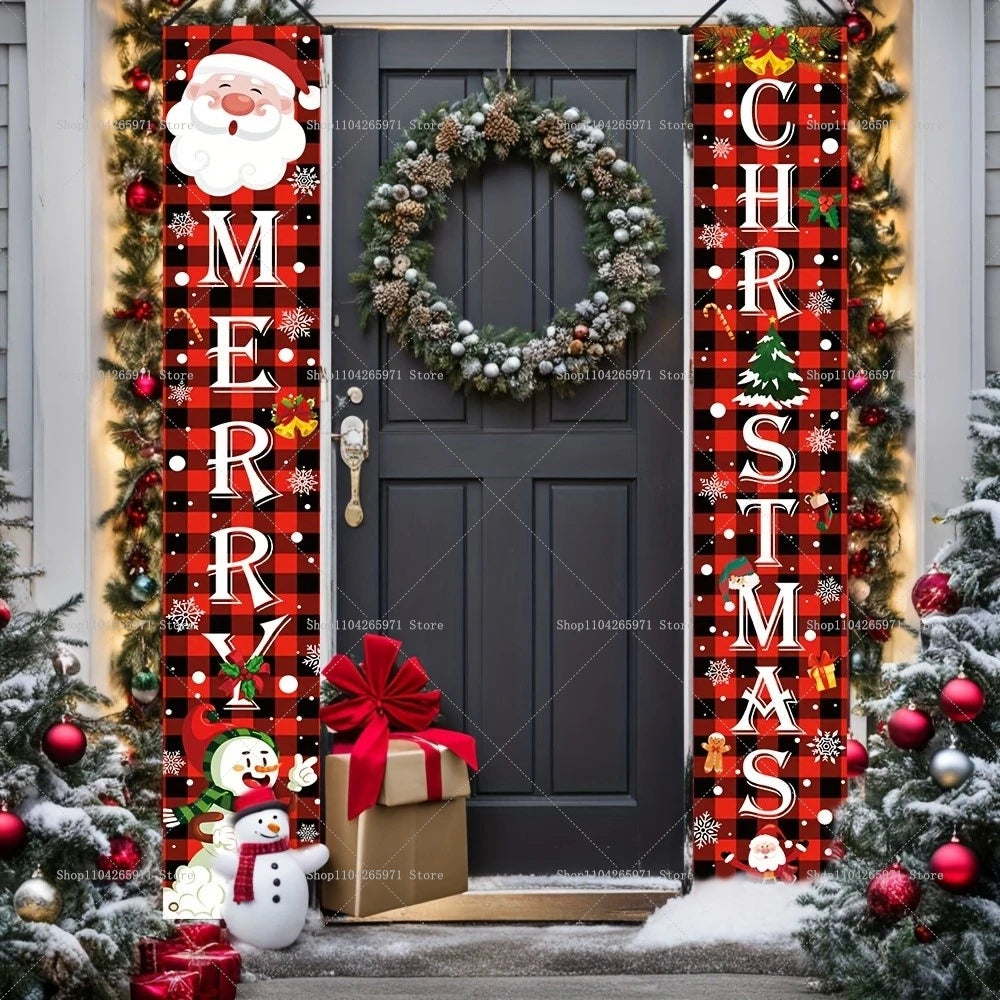 Christmas Door Decoration 2025 Merry Christmas Banner Decor for Home Hanging Xmas Ornament Navidad Happy New Year Gift 2026