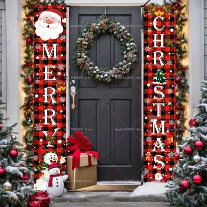 Christmas Door Decoration 2025 Merry Christmas Banner Decor for Home Hanging Xmas Ornament Navidad Happy New Year Gift 2026