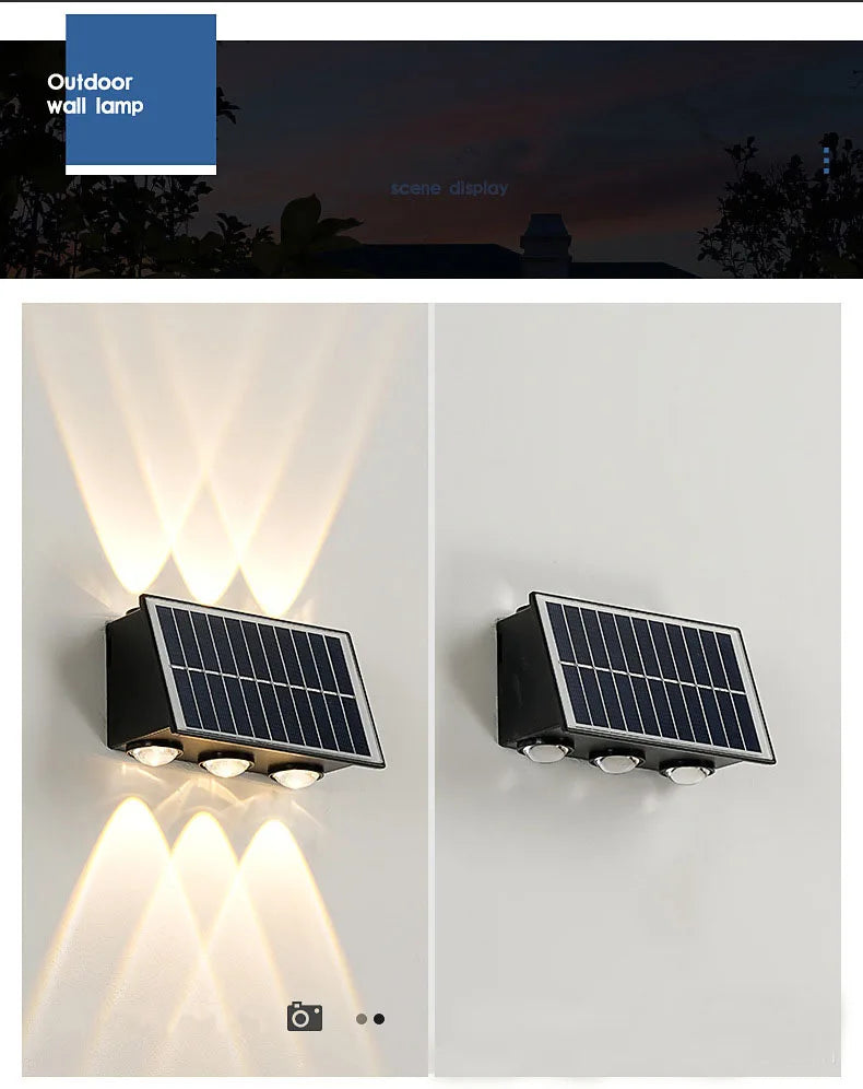 Outdoor Waterproof Wall Light Decorative Wall Lamp LED Solar Wall Lamp Up and Down Illuminate Home Garden Yard Decotration G6