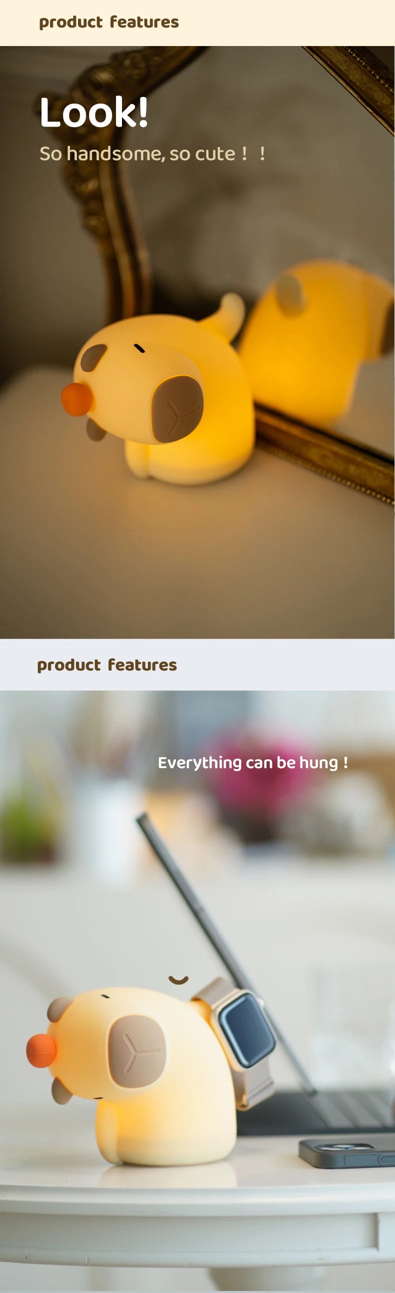 Cute Silicone Capybara Night Light Children&