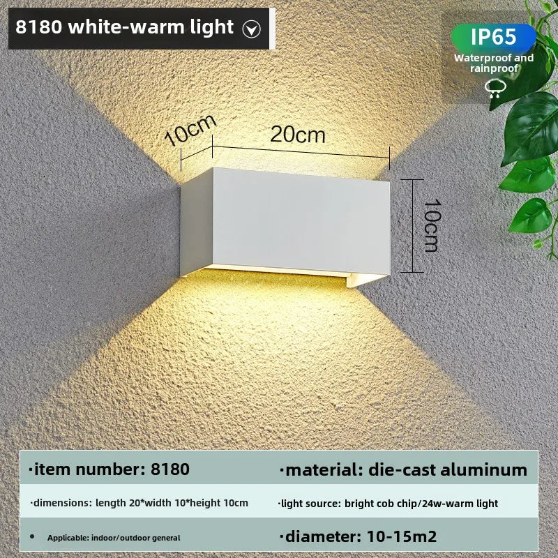 Aluminum LED Wall Lamp Outdoor Waterproof IP65 Interior Wall Light 12W24W Porch Garden Lights Living Room Street Stairs Lighting