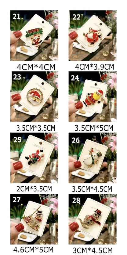 2025 Christmas Gifts Luxury Crystal Brooch Of Santa Series Design Oil Dripping Alloy Badge Accessories