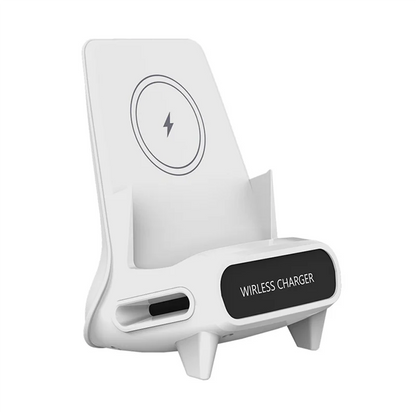 15W Fast Wireless Charger Stand Pad Desktop For PHONE Holder Bracket Charging Station Dock Mount For Mobile White-AB01