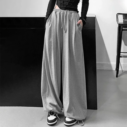 FOTVOTEE Casual Drawstring Sweatpants Women Fashion Loose High-waisted Slimming Harem Pants 2025 New All Match Simple Joggers